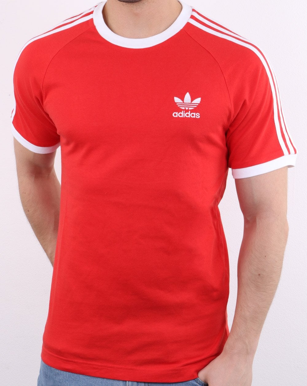 Adidas Originals 3 Stripes T Shirt Fresh Red