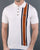 Trojan knitted Striped Polo Shirt Ecru