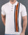 Trojan knitted Striped Polo Shirt Ecru