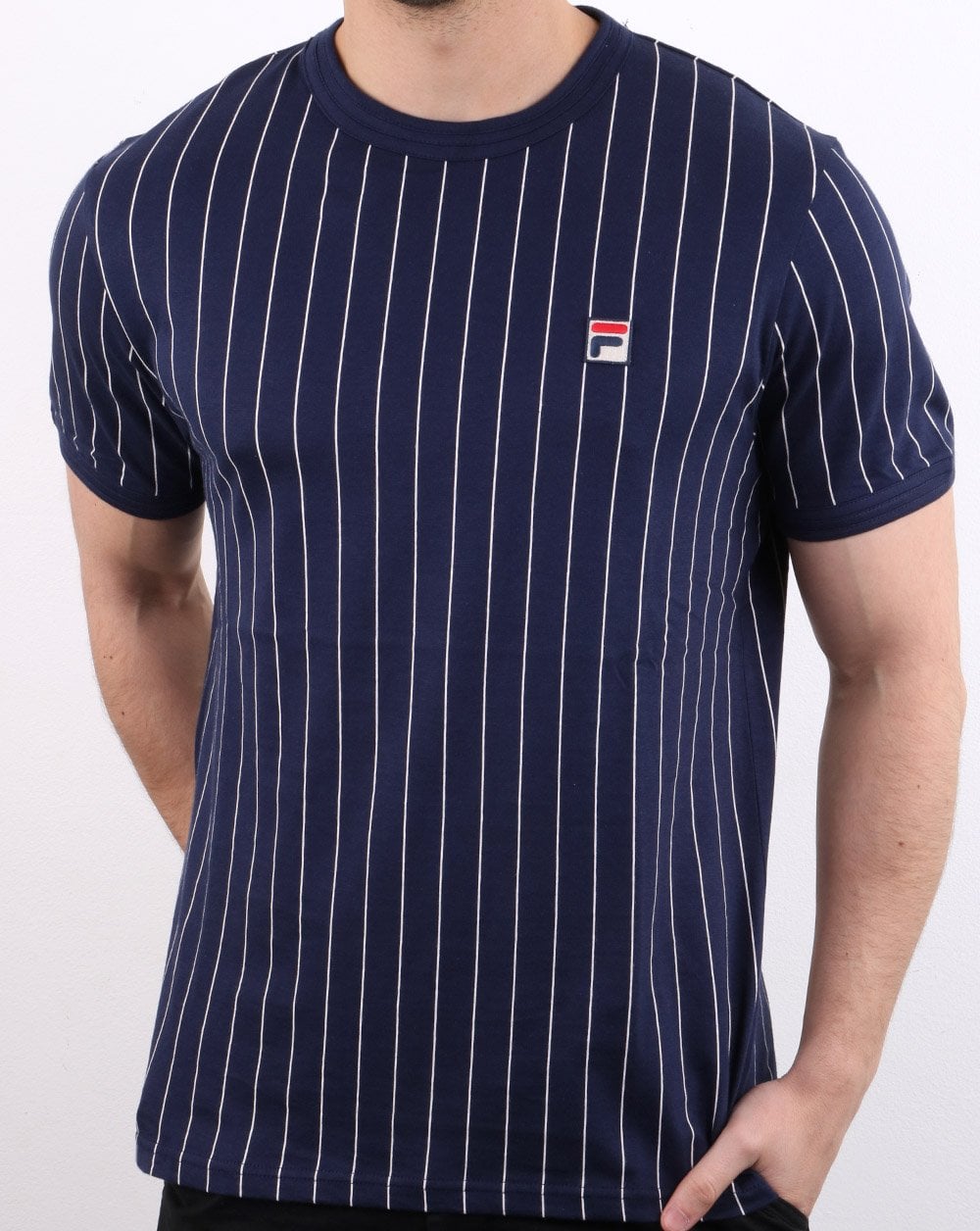 Fila Vintage Pinstripe T Shirt Navy