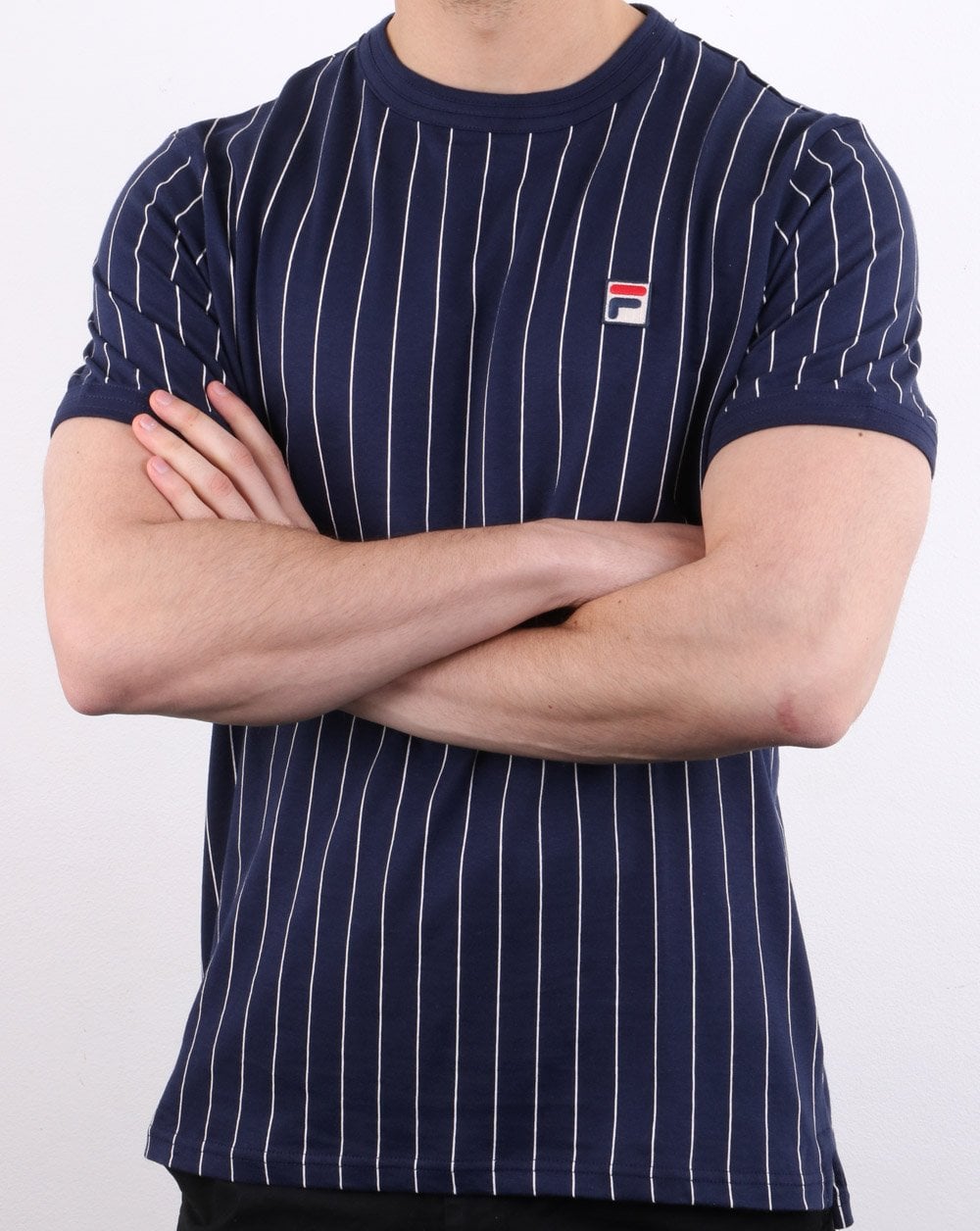 Fila Vintage Pinstripe T Shirt Navy