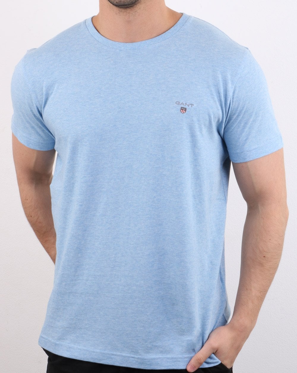 Gant Solid Crew Neck T Shirt Light Blue