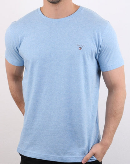Gant Solid Crew Neck T Shirt Light Blue