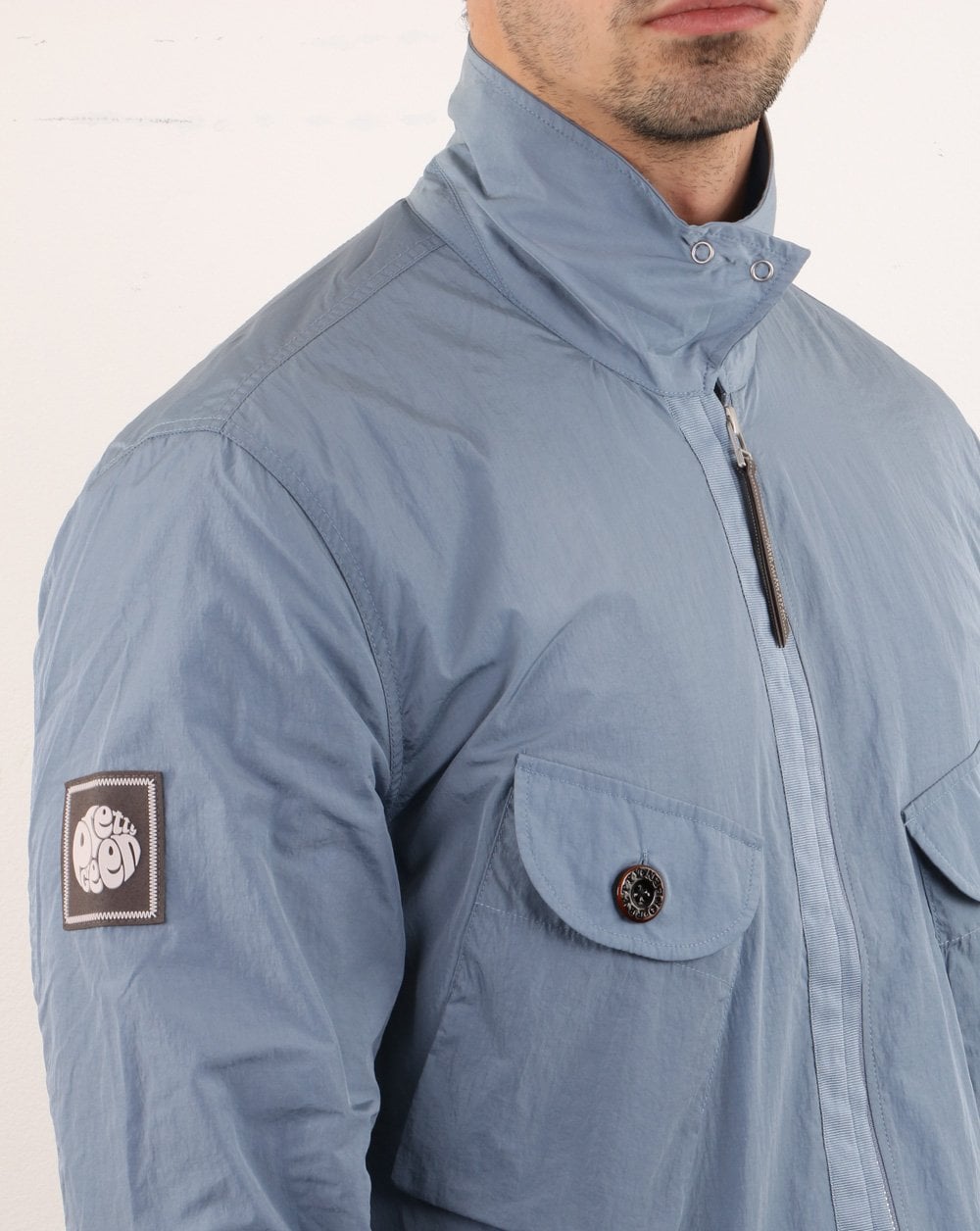 Pretty Green Metal Zip Jacket Blue