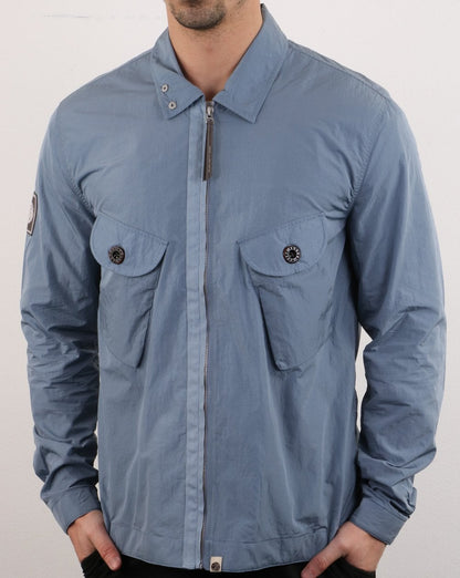 Pretty Green Metal Zip Jacket Blue