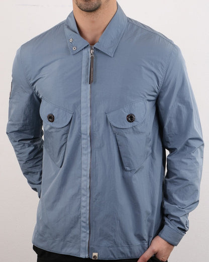 Pretty Green Metal Zip Jacket Blue