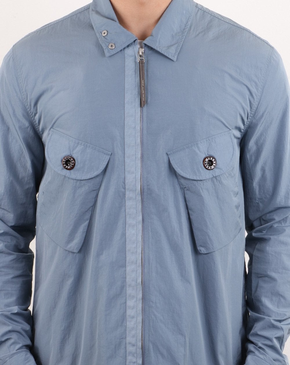 Pretty Green Metal Zip Jacket Blue