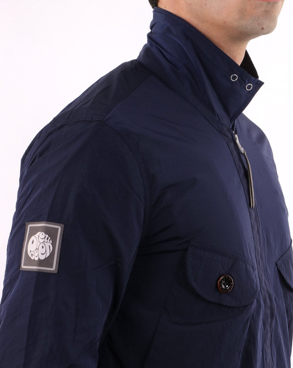 Pretty Green Metal Zip Jacket Navy