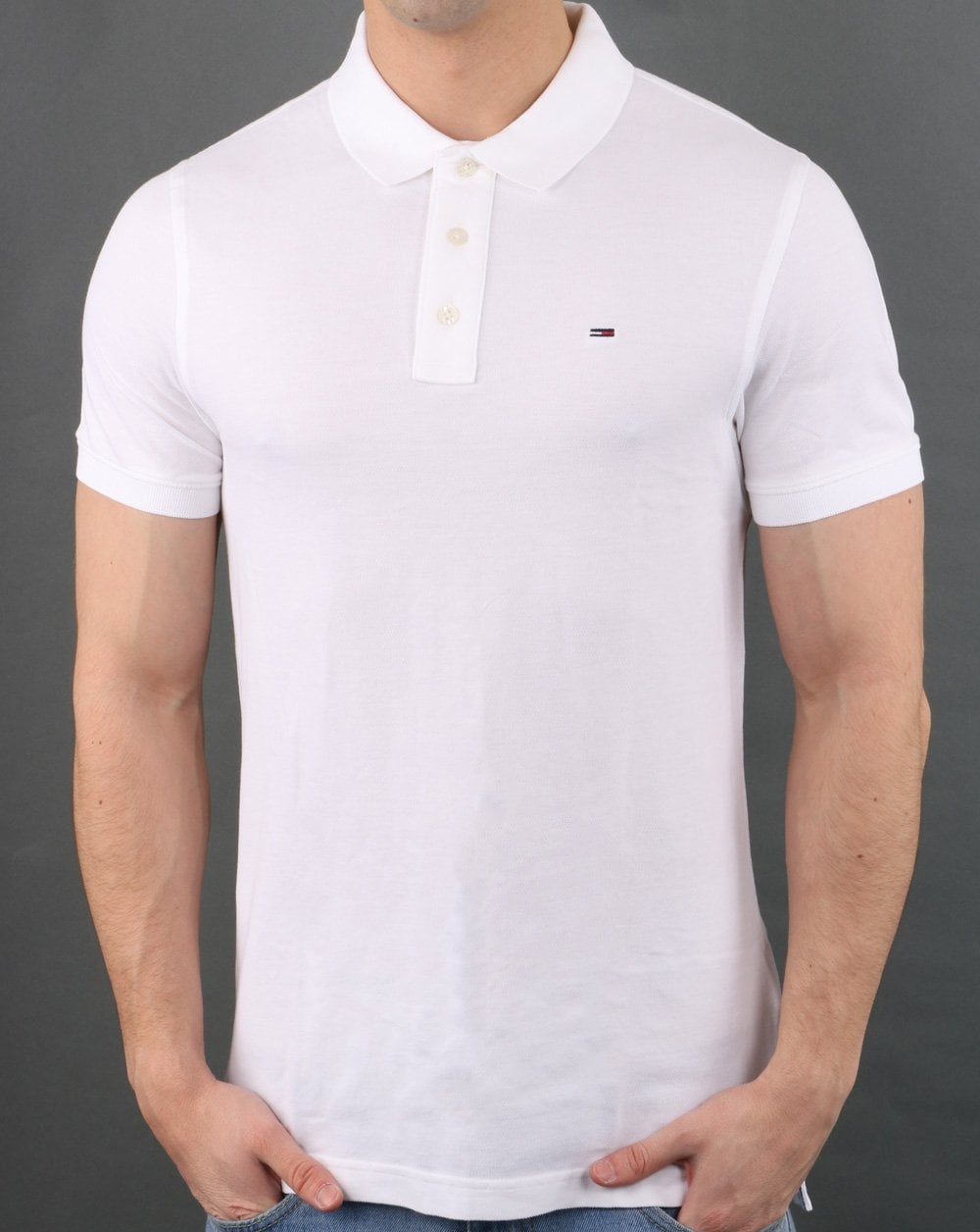 Tommy Jeans Cotton Pique Polo Shirt White