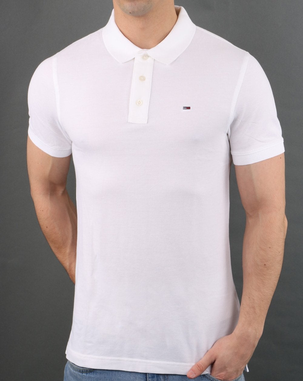 Tommy Jeans Cotton Pique Polo Shirt White