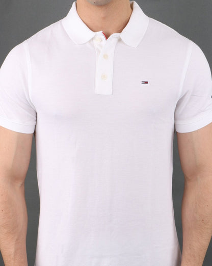Tommy Jeans Cotton Pique Polo Shirt White