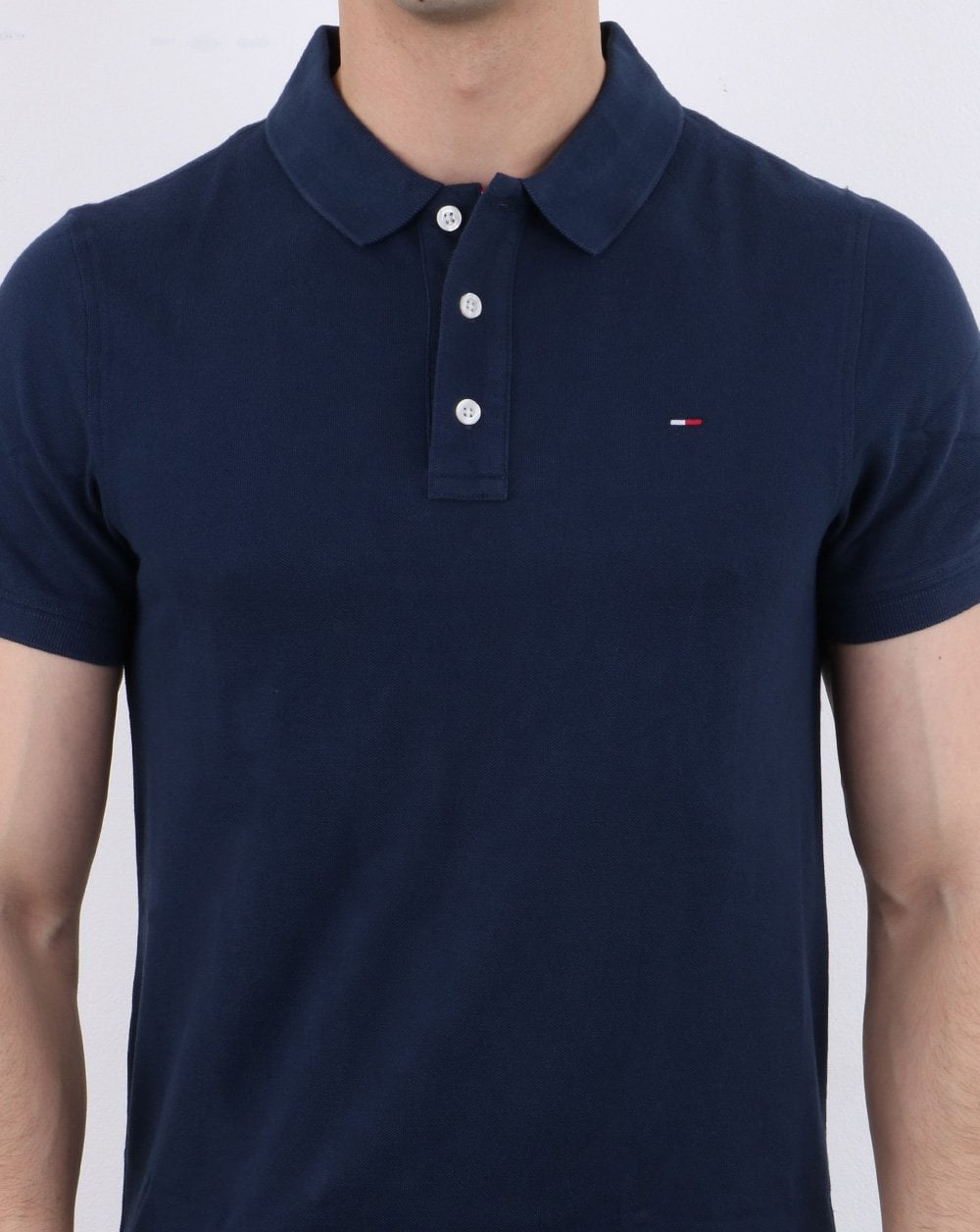 Tommy Jeans Cotton Pique Polo Shirt Navy