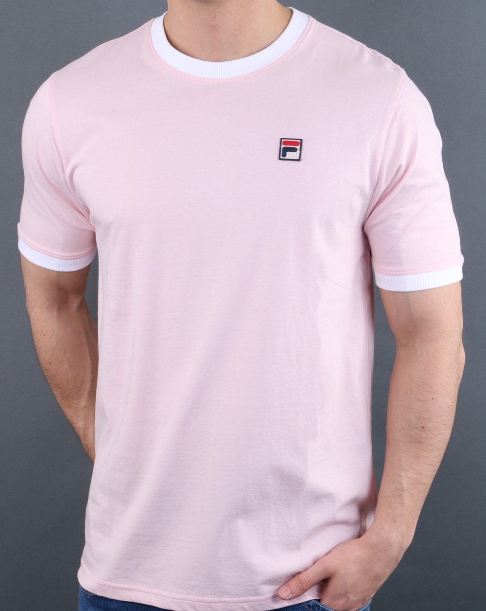 Fila Vintage Ringer T Shirt Pink Chalk/white