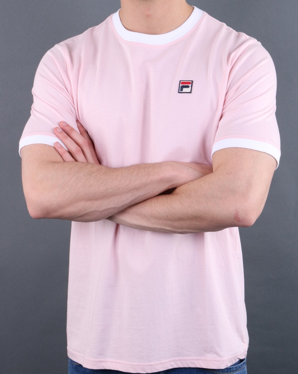 Fila Vintage Ringer T Shirt Pink Chalk/white