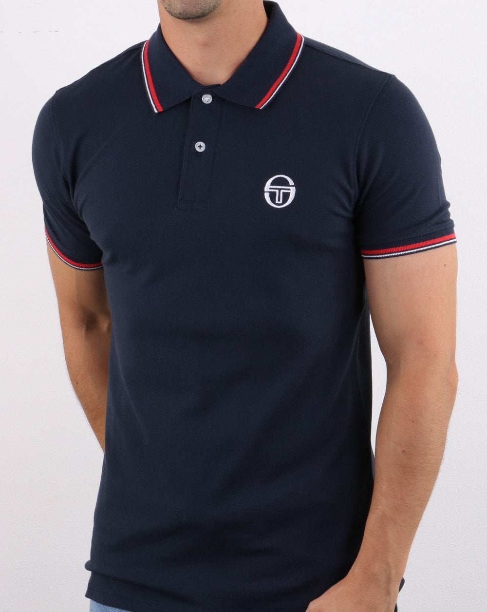 Sergio Tacchini Tipped Polo Shirt Navy/Red