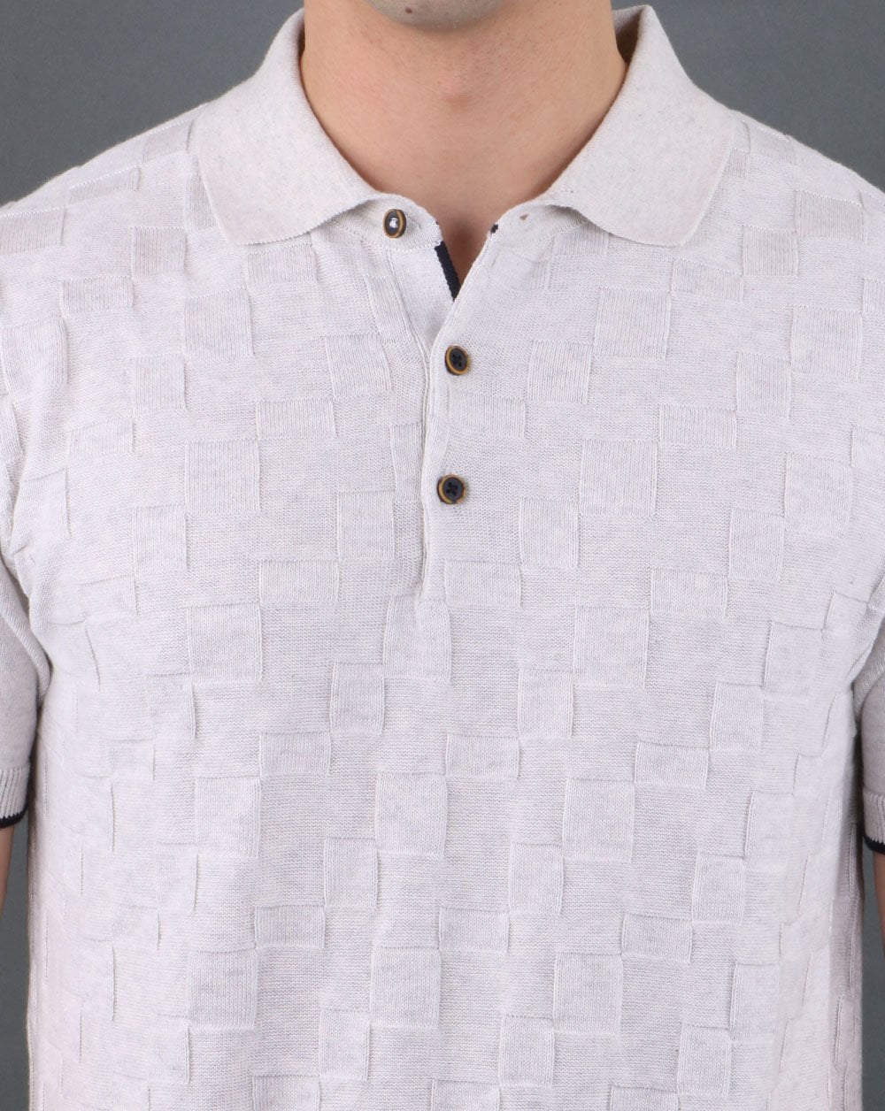 Textured Knit Polo Ecru