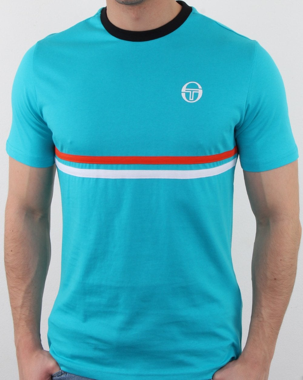 Sergio Tacchini Two Stripe T Shirt Bluebird