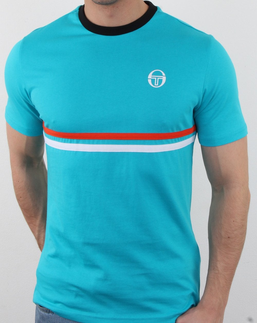 Sergio Tacchini Two Stripe T Shirt Bluebird