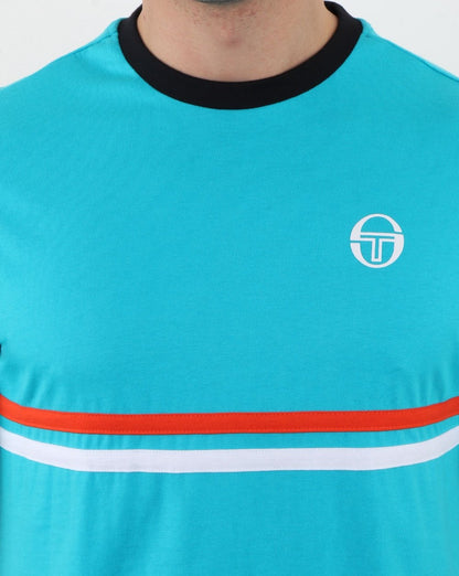 Sergio Tacchini Two Stripe T Shirt Bluebird