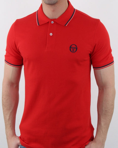 Sergio Tacchini Tipped Polo Shirt Vintage Red/White