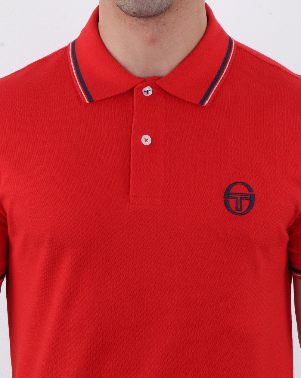 Sergio Tacchini Tipped Polo Shirt Vintage Red/White