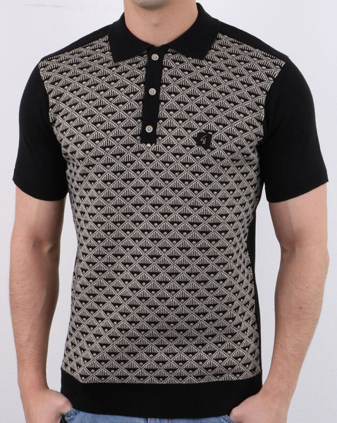 Gabicci Vintage Sunrise Polo Shirt Black