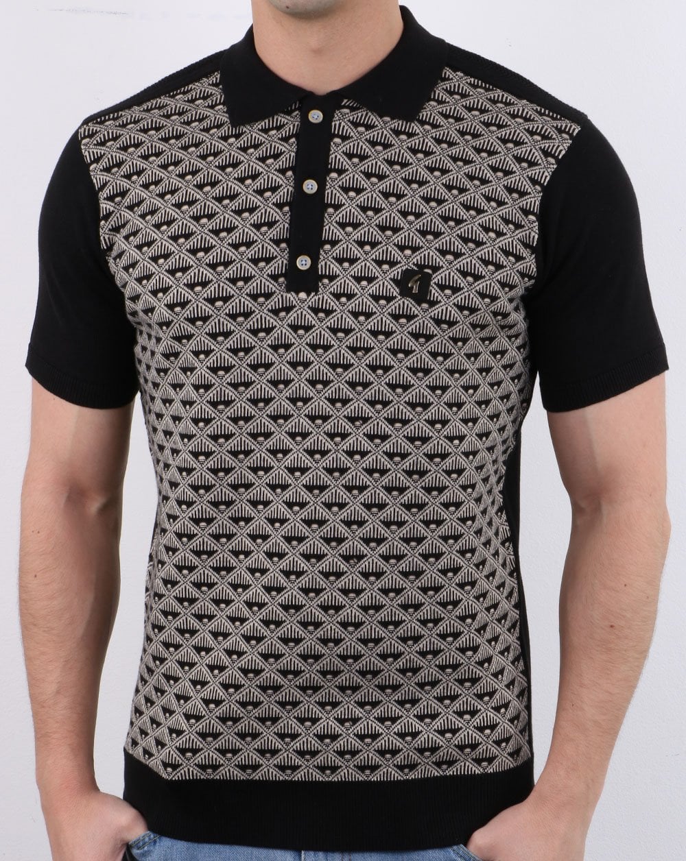 Gabicci Vintage Sunrise Polo Shirt Black