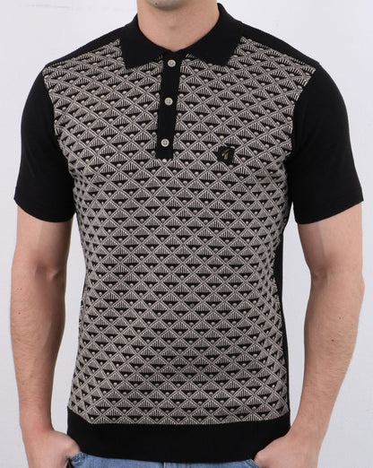 Gabicci Vintage Sunrise Polo Shirt Black