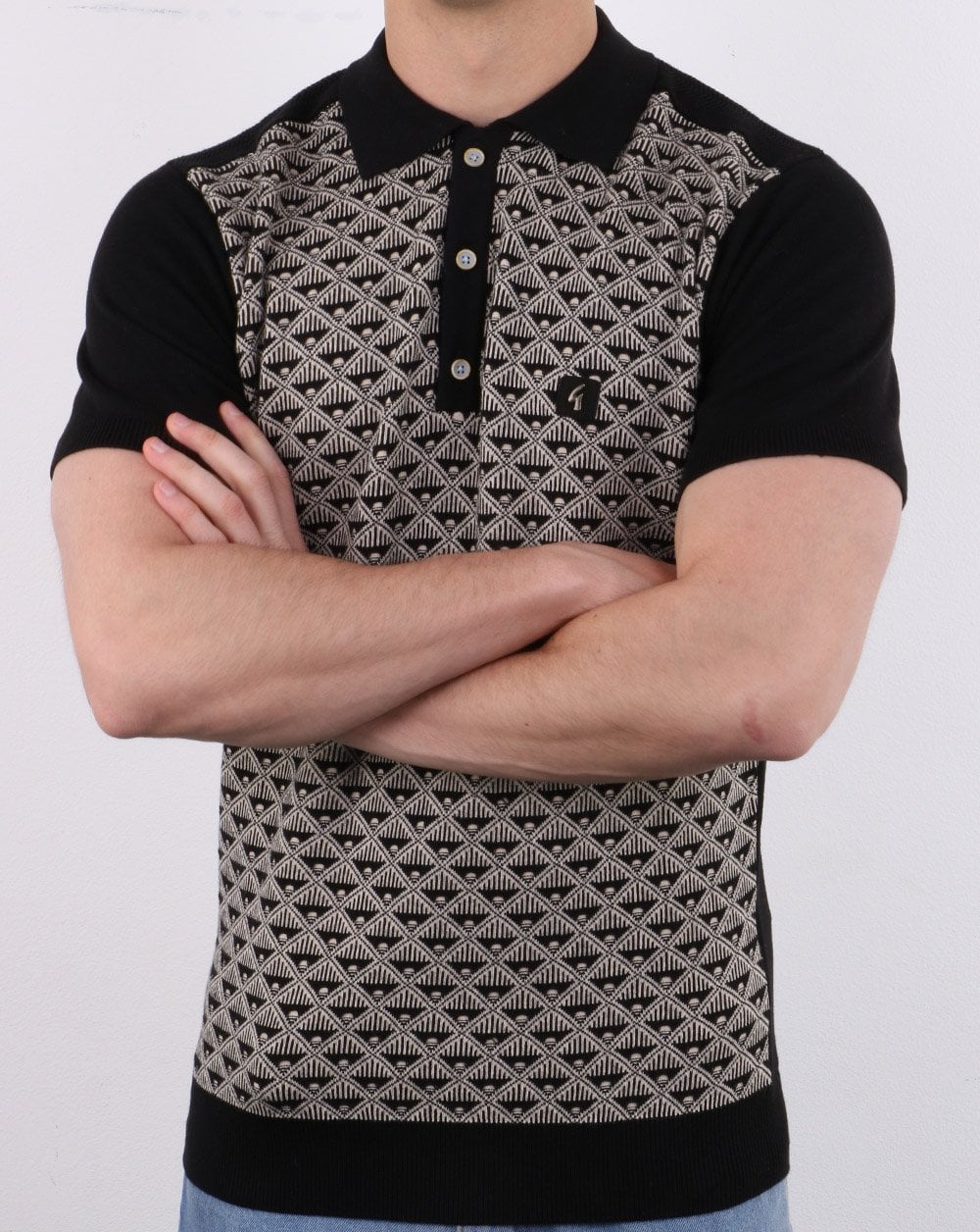 Gabicci Vintage Sunrise Polo Shirt Black