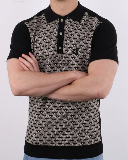 Gabicci Vintage Sunrise Polo Shirt Black