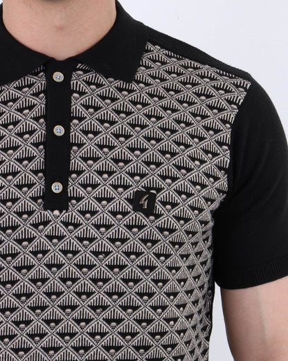 Gabicci Vintage Sunrise Polo Shirt Black