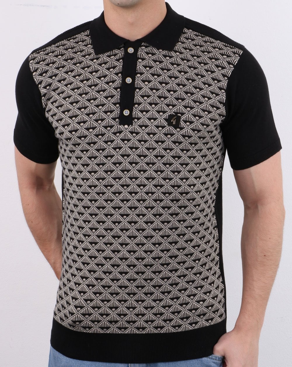Gabicci Vintage Sunrise Polo Shirt Black