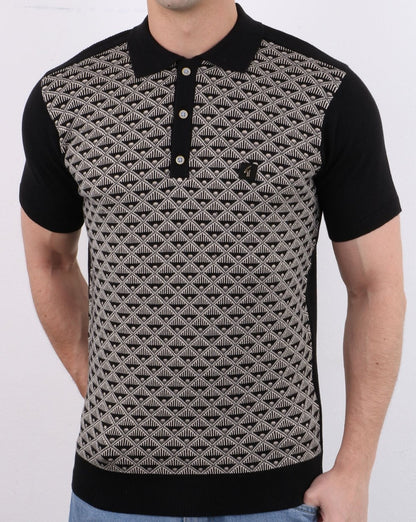 Gabicci Vintage Sunrise Polo Shirt Black