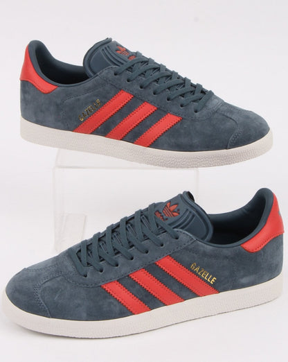 Adidas Gazelle Trainers Slate Blue/Trace Scarlet