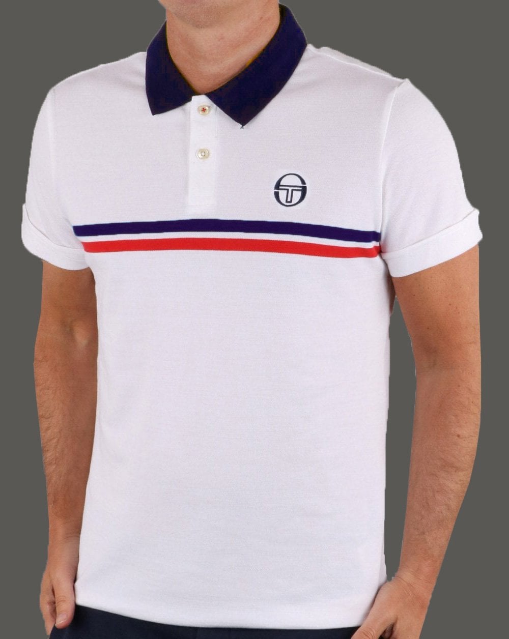 Sergio Tacchini Supermac Polo Shirt White/Navy/Red