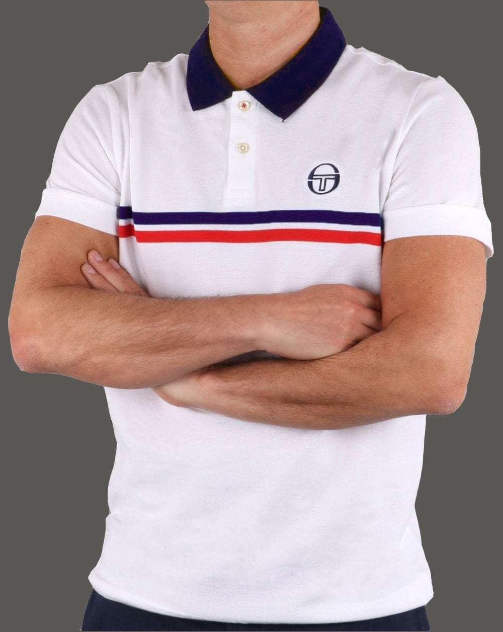 Sergio Tacchini Supermac Polo Shirt White/Navy/Red