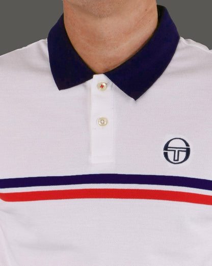 Sergio Tacchini Supermac Polo Shirt White/Navy/Red