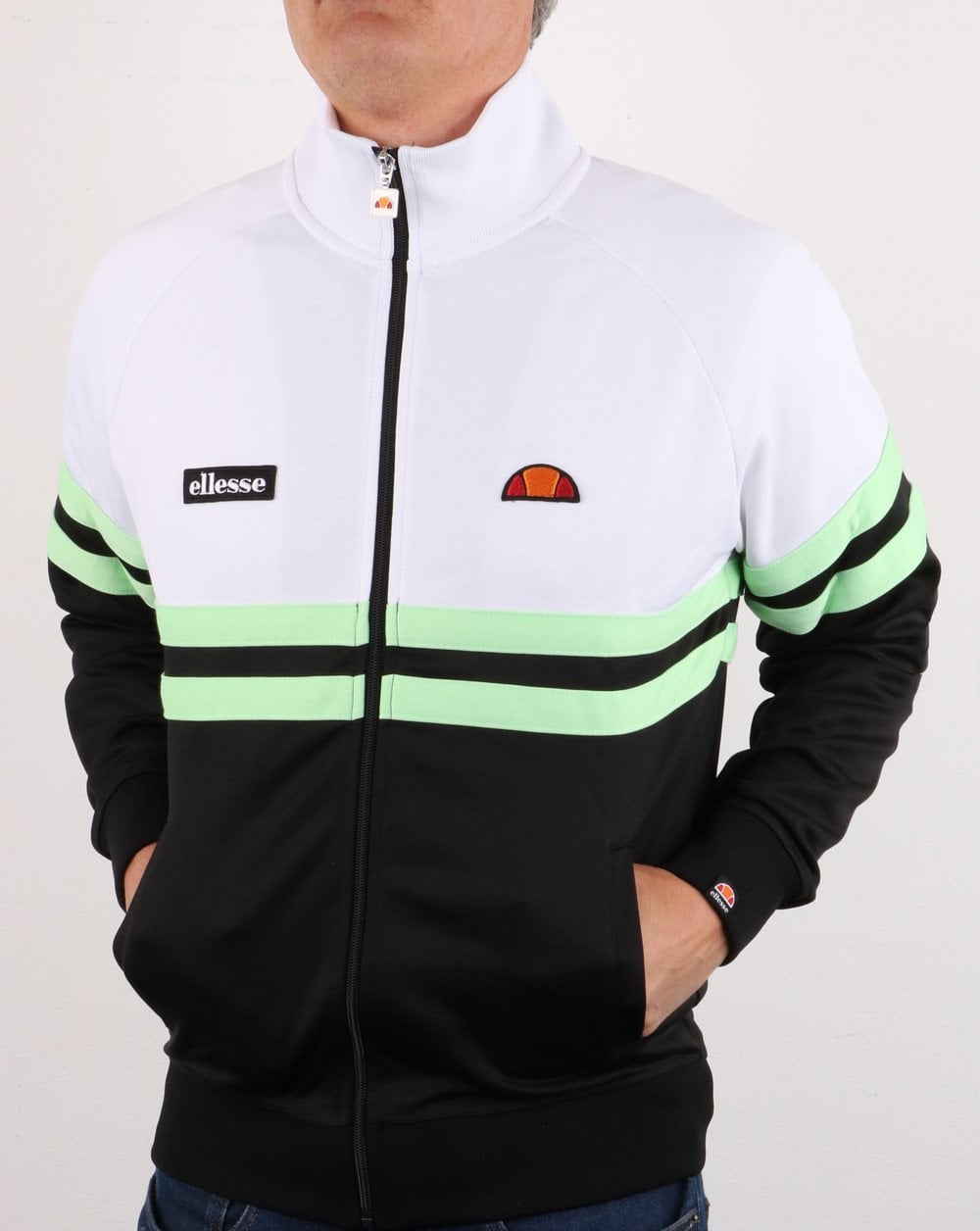 Ellesse Rimini Track Top White/Black/Green