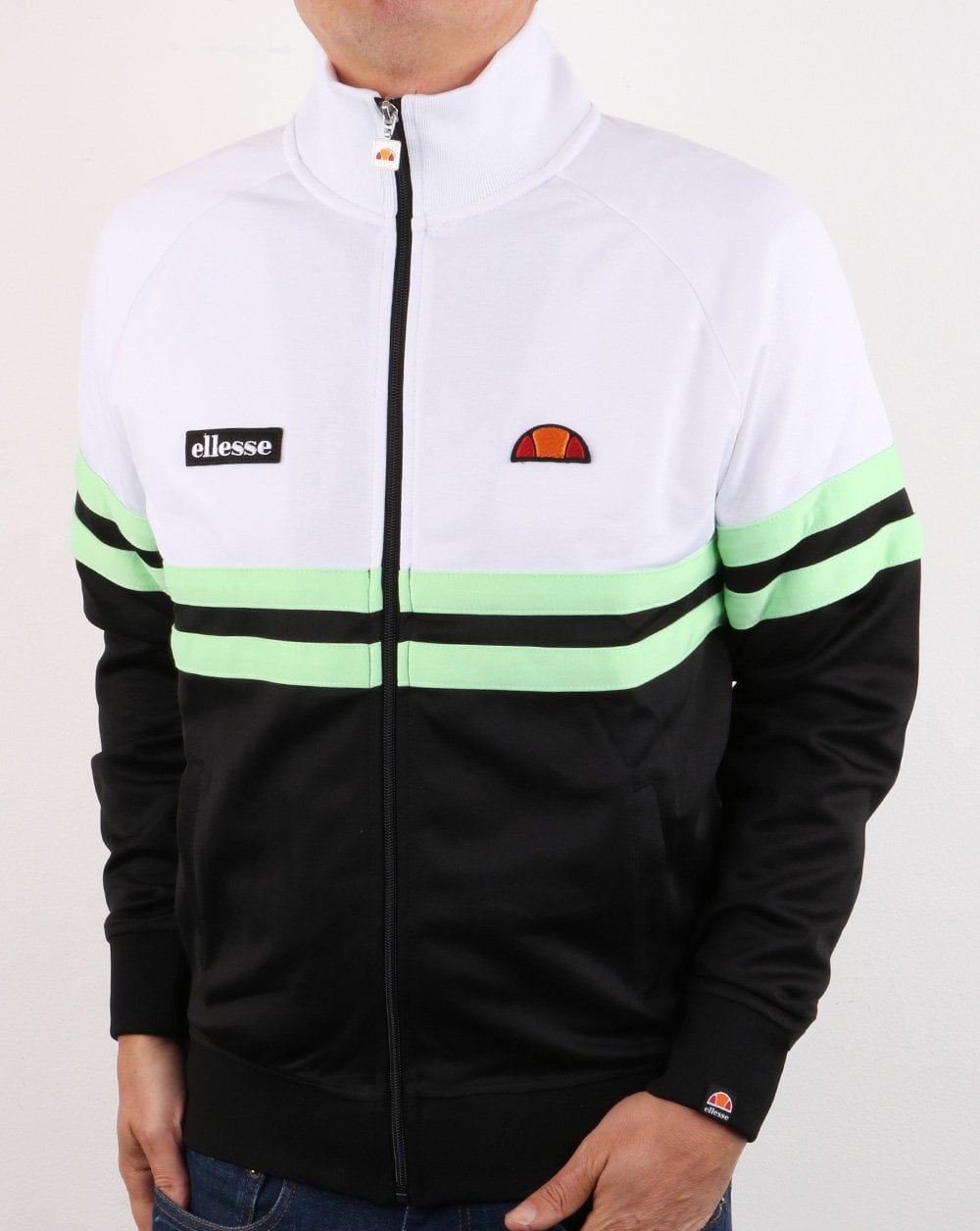 Ellesse Rimini Track Top White/Black/Green