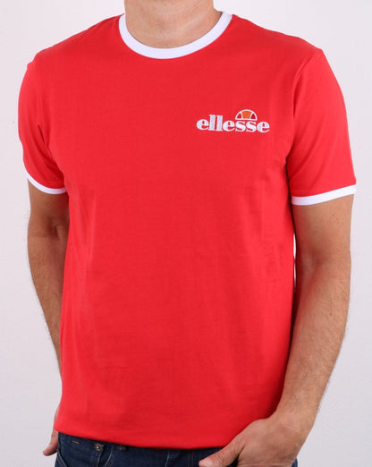 Ellesse Ringer T Shirt Red