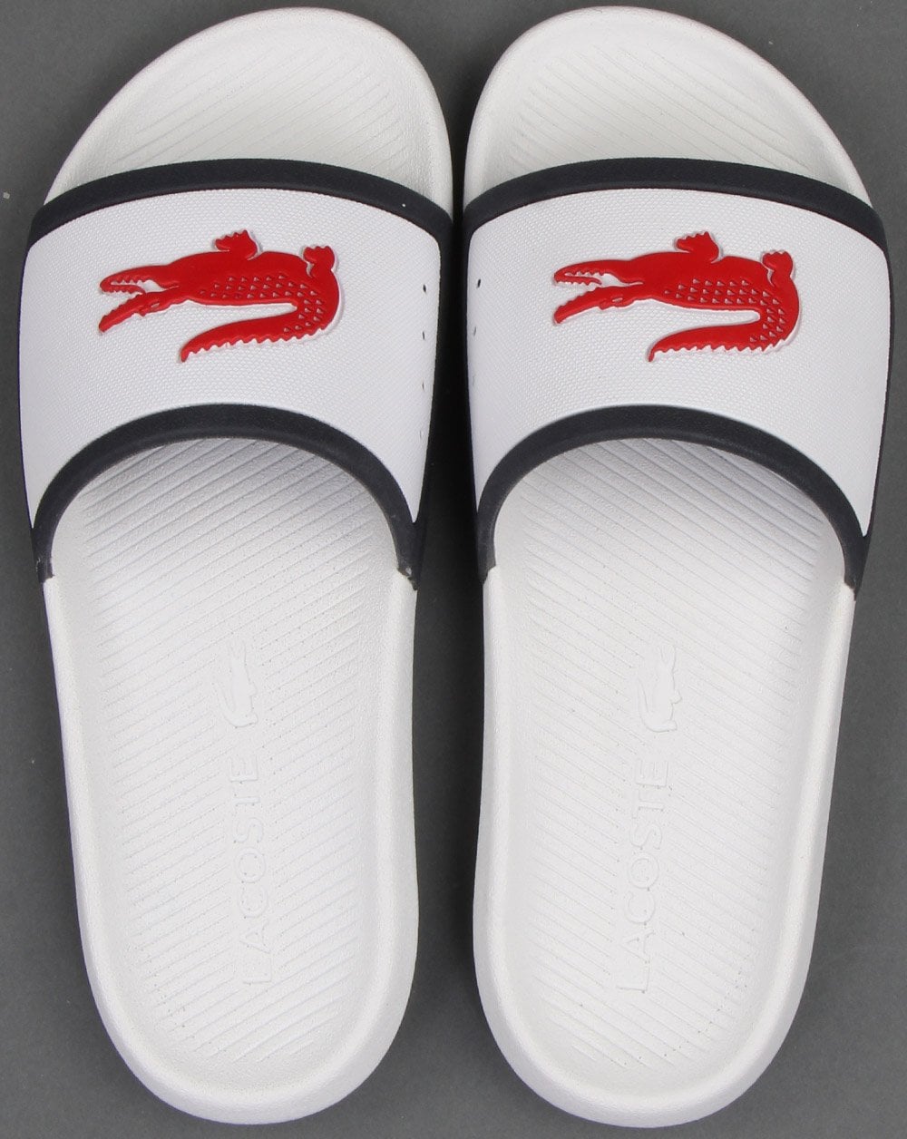 Lacoste Croco Sliders White/Navy/Red