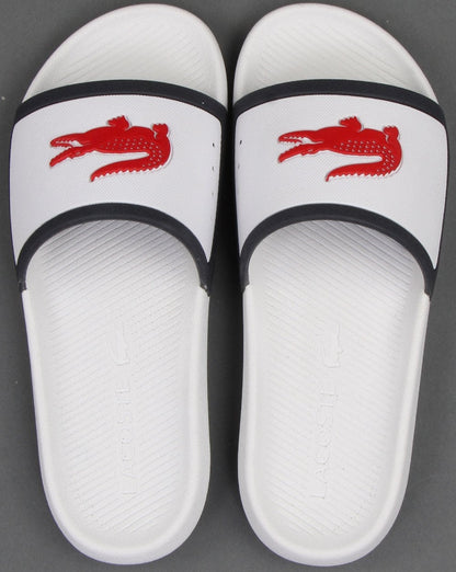 Lacoste Croco Sliders White/Navy/Red