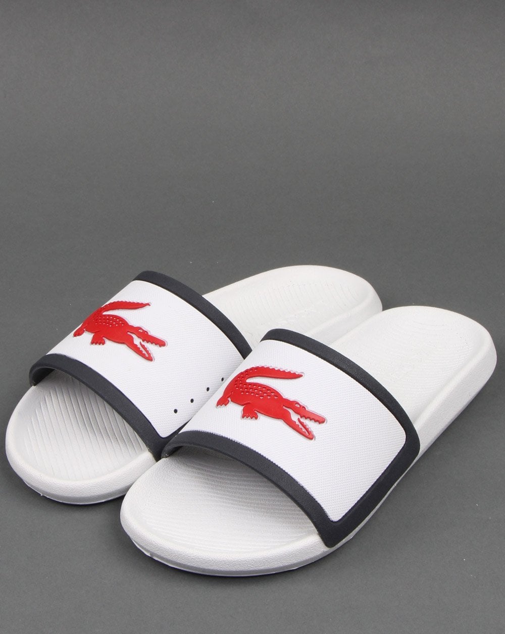 Lacoste Croco Sliders White/Navy/Red