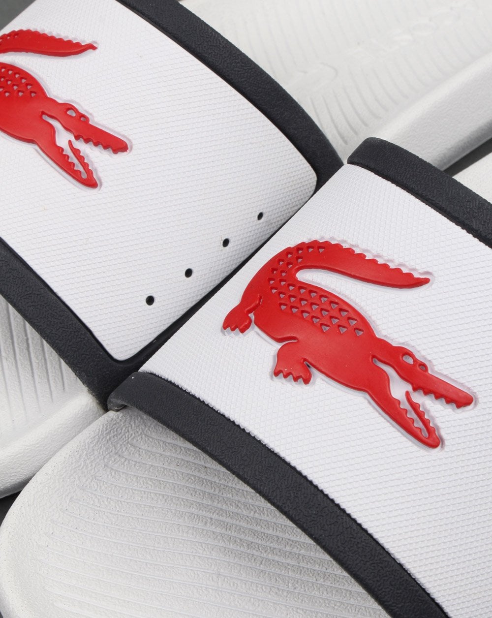 Lacoste Croco Sliders White/Navy/Red