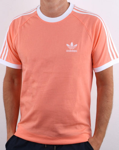 Adidas Originals 3 Stripes T Shirt Coral