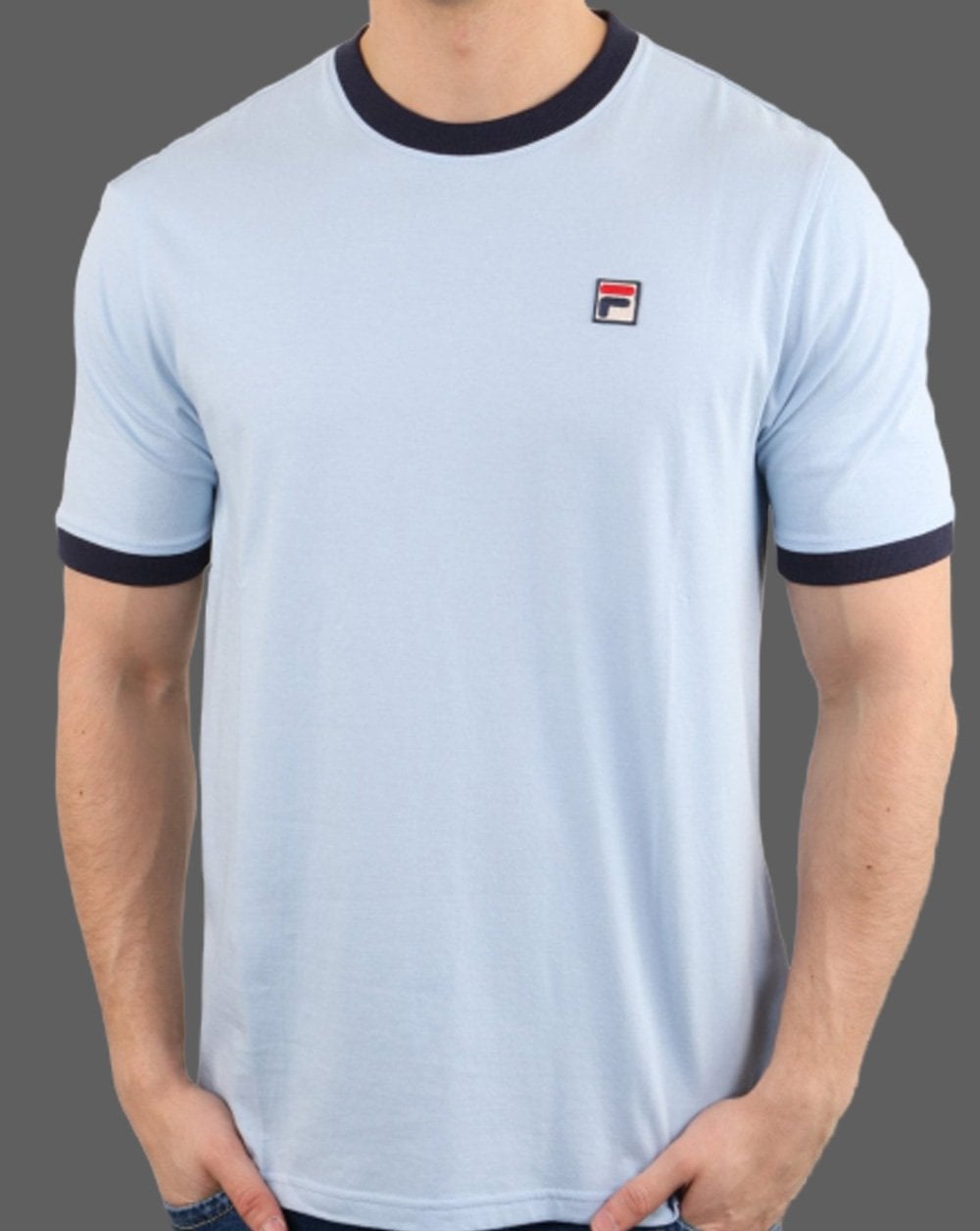 Fila Vintage Ringer T Shirt Sky Blue/Navy