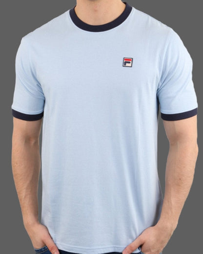 Fila Vintage Ringer T Shirt Sky Blue/Navy