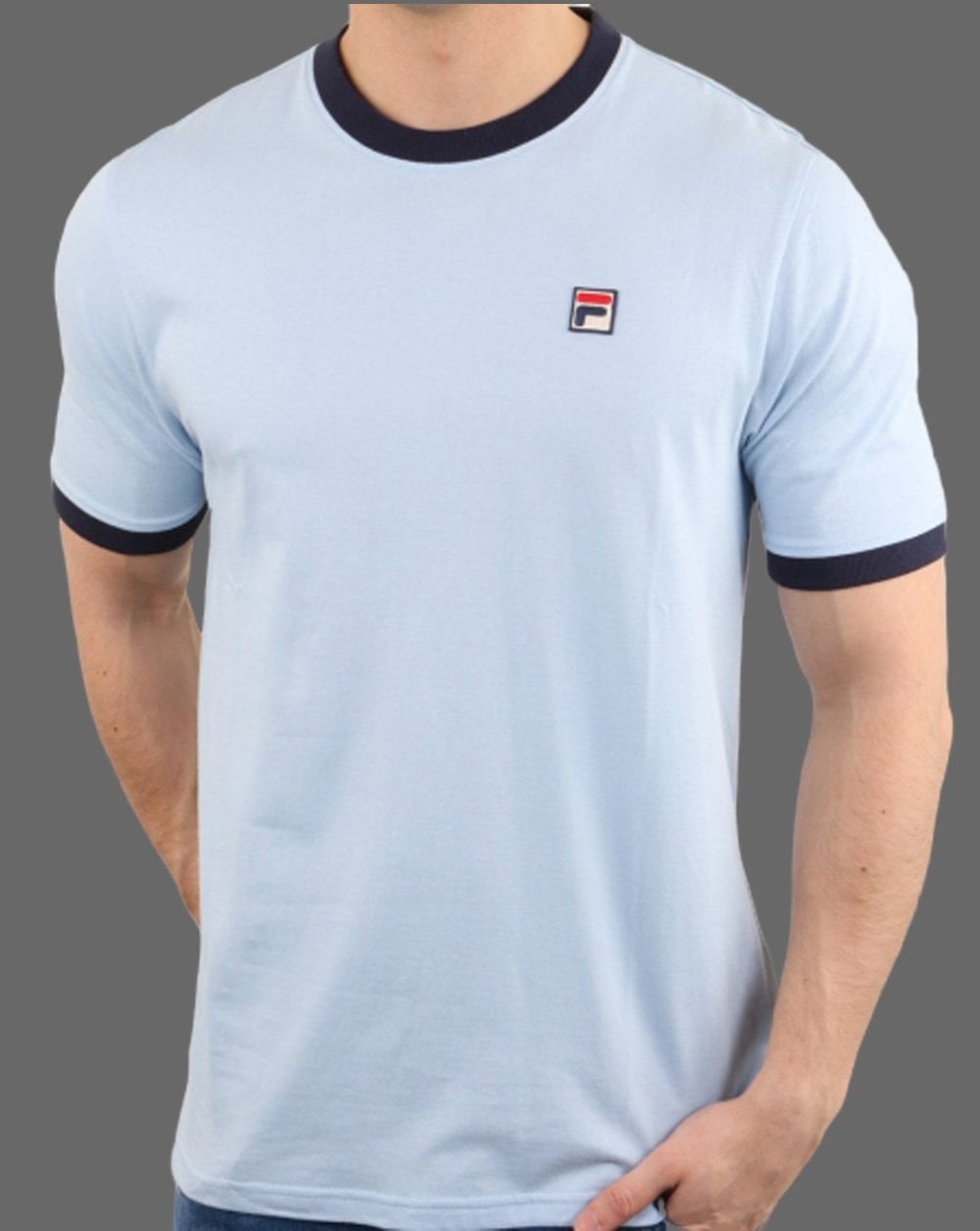 Fila Vintage Ringer T Shirt Sky Blue/Navy