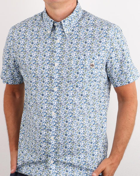 Pretty Green Ava Print Shirt Blue