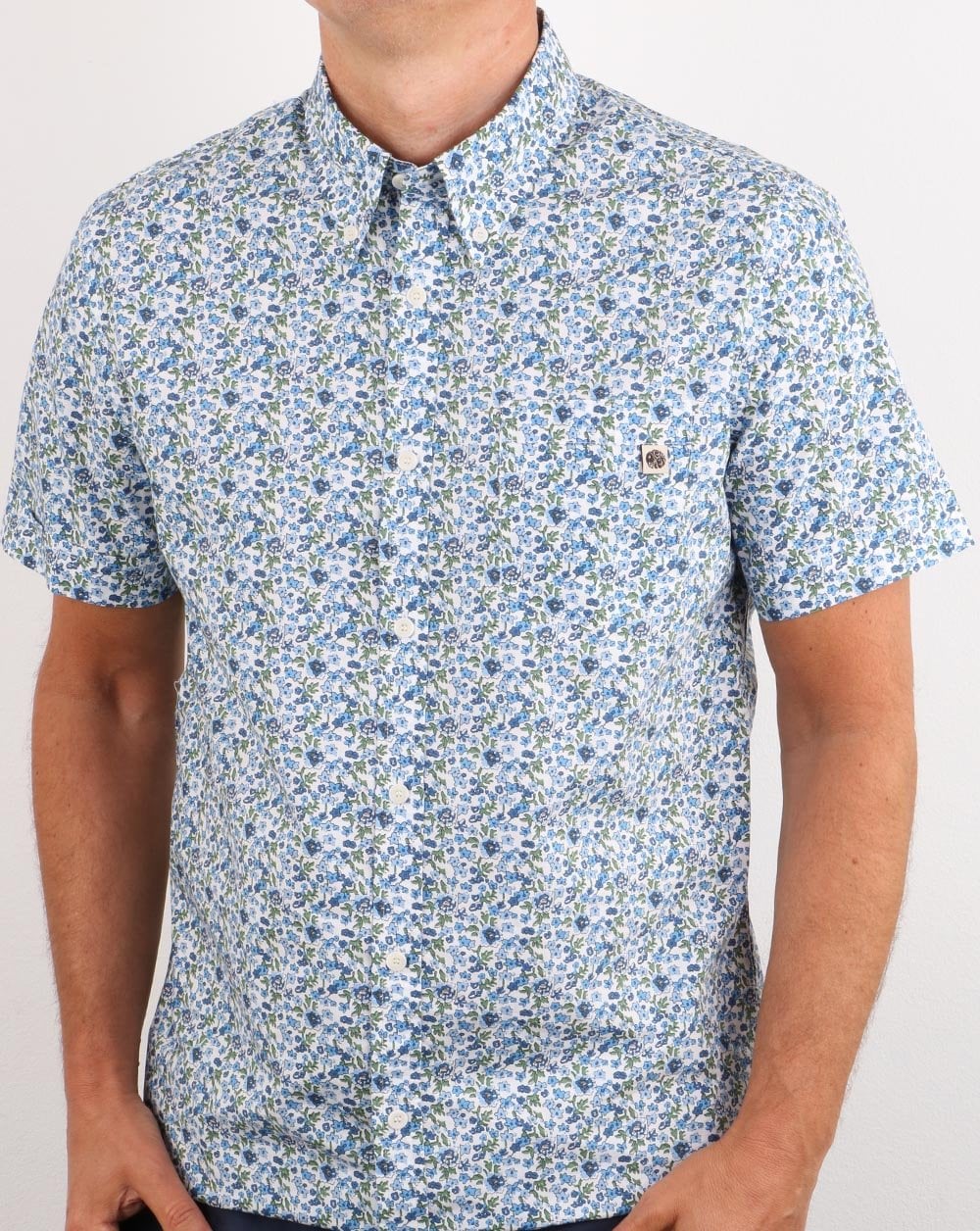 Pretty Green Ava Print Shirt Blue